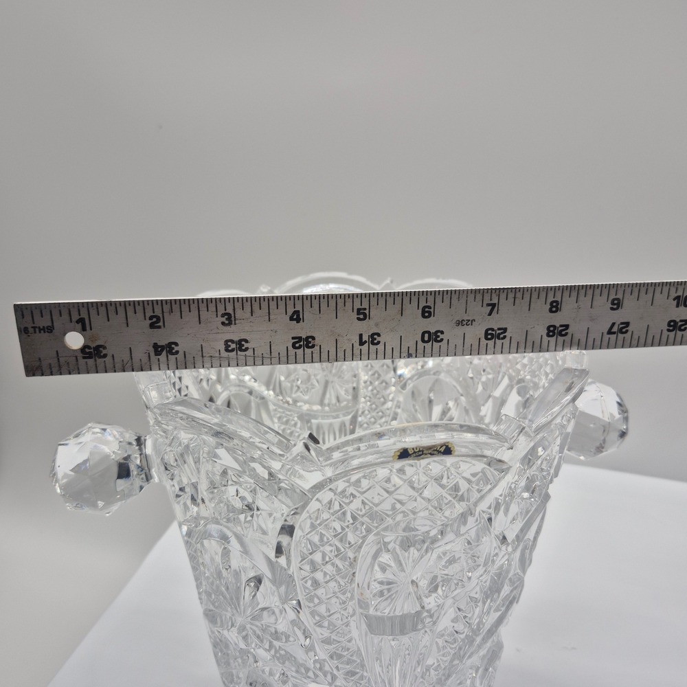 Bohemia Crystal Vase Clear Lead Cut Glass - Picture 9 of 15